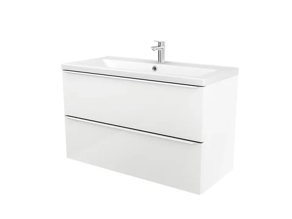 Castorama Meuble Sous Vasque à Suspendre GoodHome Imandra Blanc 100 Cm + Plan Vasque Nira outlet soldes 1