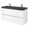 prix pas cher Castorama Meuble Sous Vasque à Suspendre GoodHome Imandra Blanc 120 Cm + Plan Double Vasque Noir GoodHome Mila 120 Cm 5