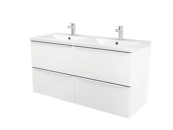 vente luxe pas cher Castorama Meuble Sous Vasque à Suspendre GoodHome Imandra Blanc 120 Cm + Plan Vasque Mila 1