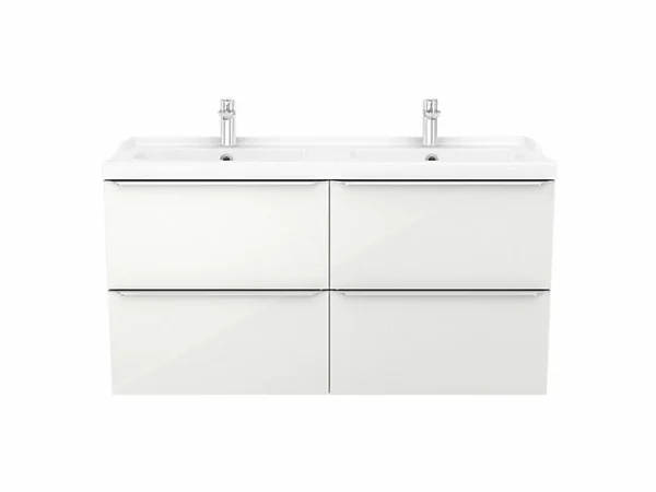 en ligne vente Castorama Meuble Sous Vasque à Suspendre GoodHome Imandra Blanc 120 Cm + Plan Vasque Nira 1