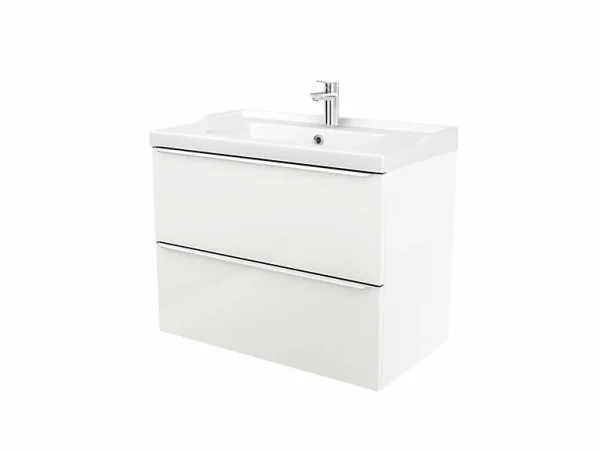 se précipiter pour acheter Castorama Meuble Sous Vasque à Suspendre GoodHome Imandra Blanc 80 Cm + Plan Vasque Lana 1