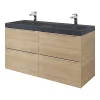 authentiques Castorama Meuble Sous Vasque à Suspendre GoodHome Imandra Bois Chêne 120 Cm + Plan Double Vasque Noir GoodHome Mila 120 Cm 5