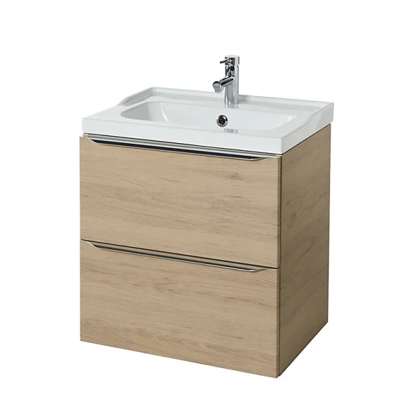 Castorama Meuble Sous Vasque à Suspendre GoodHome Imandra Bois Chêne 60 Cm + Plan Vasque Lana mode pas cher 1