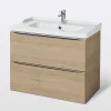 pas cher en ligne Castorama Meuble Sous Vasque à Suspendre GoodHome Imandra Bois Chêne 80 Cm + Plan Vasque Lana 7