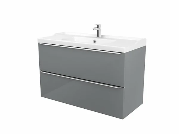 Castorama Meuble Sous Vasque à Suspendre GoodHome Imandra Gris 100 Cm + Plan Vasque Nira Top ventes 1