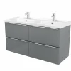 Castorama Meuble Sous Vasque à Suspendre GoodHome Imandra Gris 120 Cm + Plan Vasque Lana vente en ligne 5