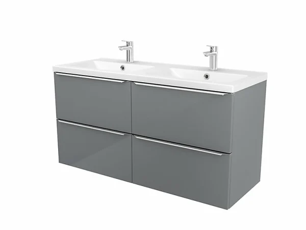 Retour Gratuit Castorama Meuble Sous Vasque à Suspendre GoodHome Imandra Gris 120 Cm + Plan Vasque Mila 1