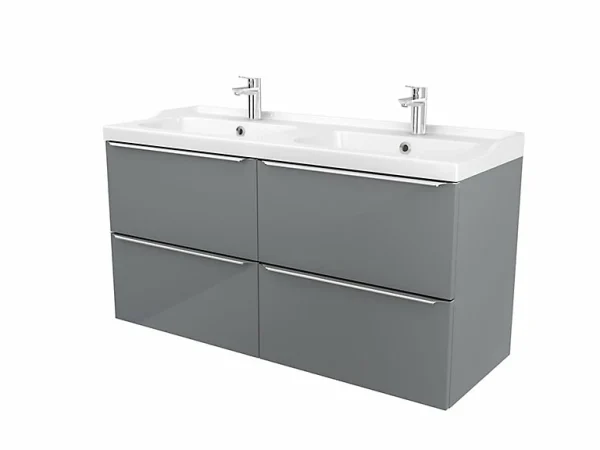 Castorama Meuble Sous Vasque à Suspendre GoodHome Imandra Gris 120 Cm + Plan Vasque Nira livraison la plus rapide 1