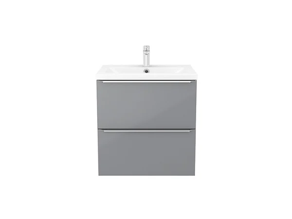 Meilleur Service Castorama Meuble Sous Vasque à Suspendre GoodHome Imandra Gris 60 Cm + Plan Vasque Nira 1