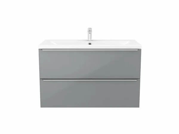 dernière tendance Castorama Meuble Sous Vasque à Suspendre GoodHome Imandra Gris 80 Cm + Plan Vasque Nira 1