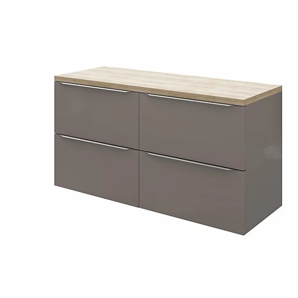 vente en ligne pas cher Castorama Meuble Sous Vasque à Suspendre GoodHome Imandra Gris Taupé 120 Cm + Plan De Toilette Hartland 1