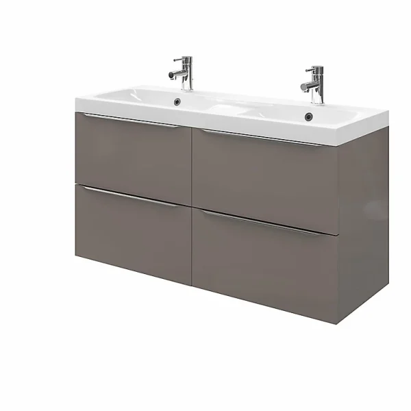 Castorama Meuble Sous Vasque à Suspendre GoodHome Imandra Gris Taupé 120 Cm + Plan Vasque Mila achat pas cher 1