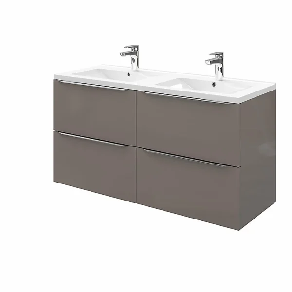 Nouvelle tendance Castorama Meuble Sous Vasque à Suspendre GoodHome Imandra Gris Taupé 120 Cm + Plan Vasque Nira 1