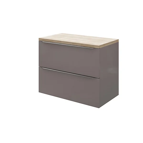site pas cher Castorama Meuble Sous Vasque à Suspendre GoodHome Imandra Gris Taupé 80 Cm + Plan De Toilette Hartland 1