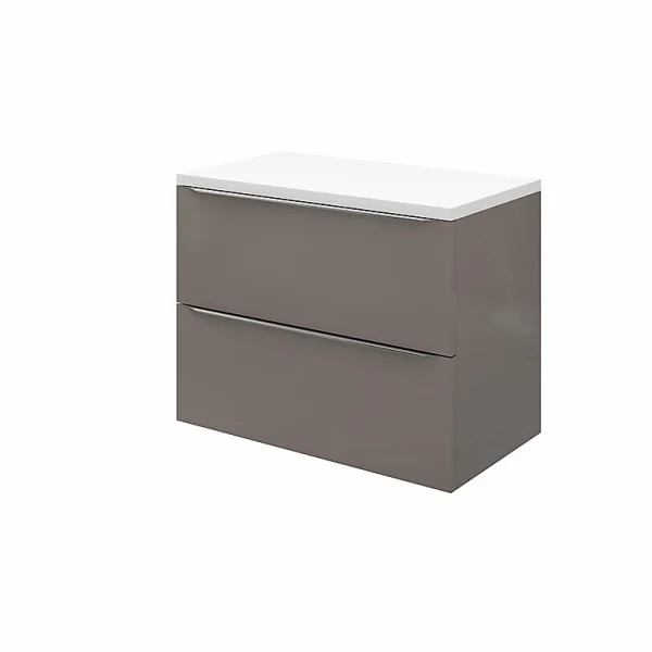 magasin en ligne Castorama Meuble Sous Vasque à Suspendre GoodHome Imandra Gris Taupé 80 Cm + Plan De Toilette Marloes 1