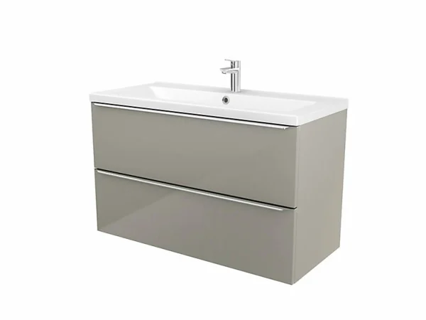 Castorama Meuble Sous Vasque à Suspendre GoodHome Imandra Taupe 100 Cm + Plan Vasque Mila pas cher 1