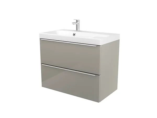 Castorama Meuble Sous Vasque à Suspendre GoodHome Imandra Taupe 80 Cm + Plan Vasque Mila shopping pas cher 1