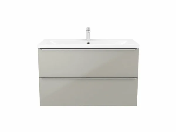 à prix d'occasion Castorama Meuble Sous Vasque à Suspendre GoodHome Imandra Taupe 80 Cm + Plan Vasque Nira 1