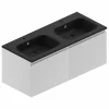 Castorama Meuble Sous Vasque à Suspendre Pura Blanc 120 Cm + Plan Double Vasque En Résine Noir acheter en ligne 5