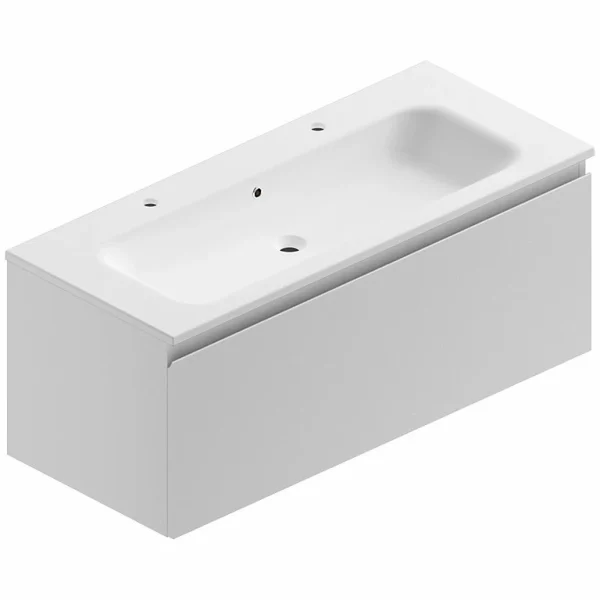 Castorama Meuble Sous Vasque à Suspendre Pura Blanc 120 Cm + Plan Vasque En Résine Blanc Mat livraison la plus rapide 1