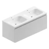 luxe soldes Castorama Meuble Sous Vasque à Suspendre Pura Blanc Mat 120 Cm + Plan Double Vasque En Résine Blanc Mat 5