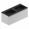 mode Castorama Meuble Sous Vasque à Suspendre Pura Blanc Mat 120 Cm + Plan Double Vasque En Résine Noir Mat 7