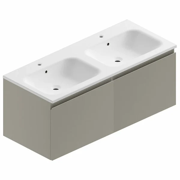 ultratendance Castorama Meuble Sous Vasque à Suspendre Pura Gris 120 Cm + Plan Double Vasque En Résine Blanc Mat 1