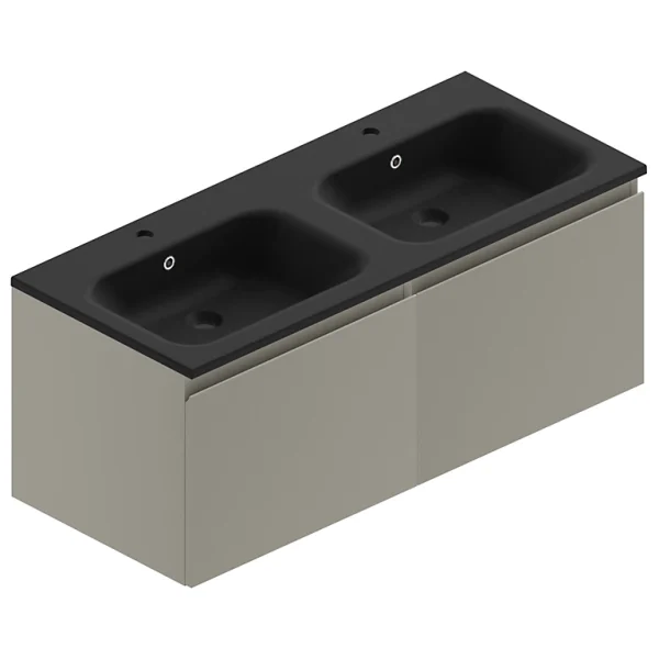Castorama Meuble Sous Vasque à Suspendre Pura Gris 120 Cm + Plan Double Vasque En Résine Noir magasin en ligne france 1