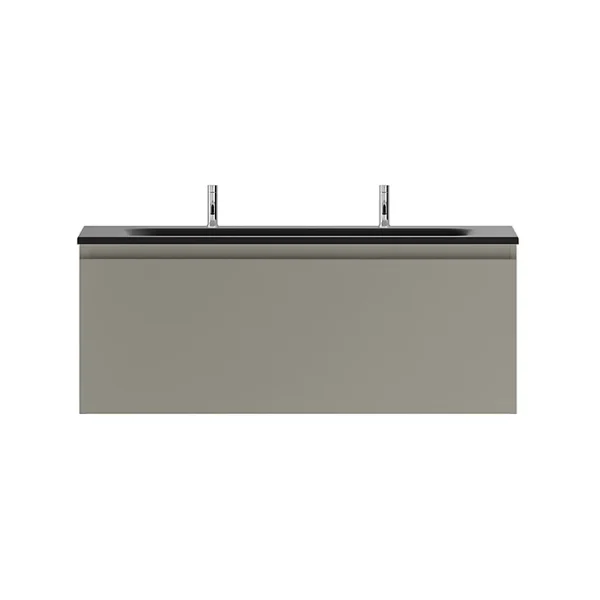 Acheter Maintenant Castorama Meuble Sous Vasque à Suspendre Pura Gris 120 Cm + Plan Vasque En Résine Blanc 1