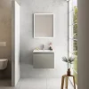 l'unique style Castorama Meuble Sous Vasque à Suspendre Pura Gris 60 Cm + Plan Vasque En Résine Blanc 7