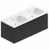Castorama Meuble Sous Vasque à Suspendre Pura Noir 120 Cm + Plan Double Vasque En Résine Blanc Mat boutique en ligne france 5