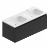 Castorama Meuble Sous Vasque à Suspendre Pura Noir Mat 120 Cm + Plan Double Vasque En Résine Blanc Brillant offre spéciale 7