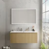 Castorama Meuble Sous Vasque à Suspendre Pura Placage Chêne Clair Strié 120 Cm + Plan Vasque En Résine Blanc Mat qualité supérieure 7