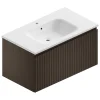Castorama Meuble Sous Vasque à Suspendre Pura Placage Noyer Strié 90 Cm + Plan Vasque En Résine Blanc Mat Meilleur Prix 7