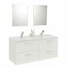 Castorama Meuble Sous Vasque à Suspendre Pyxis Blanc 120 Cm + Plan Vasque En Céramique Blanc + 2 Miroirs Pas Cher Magasin Soldes 5
