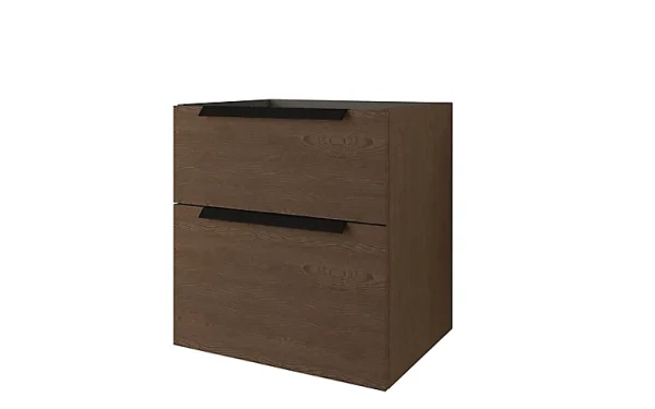 en solde Castorama Meuble Sous Vasque à Suspendre Urban Aspect Noyer 60 Cm + Plan Vasque En Résine Blanc + Niche Aspect Noyer 30 Cm 1