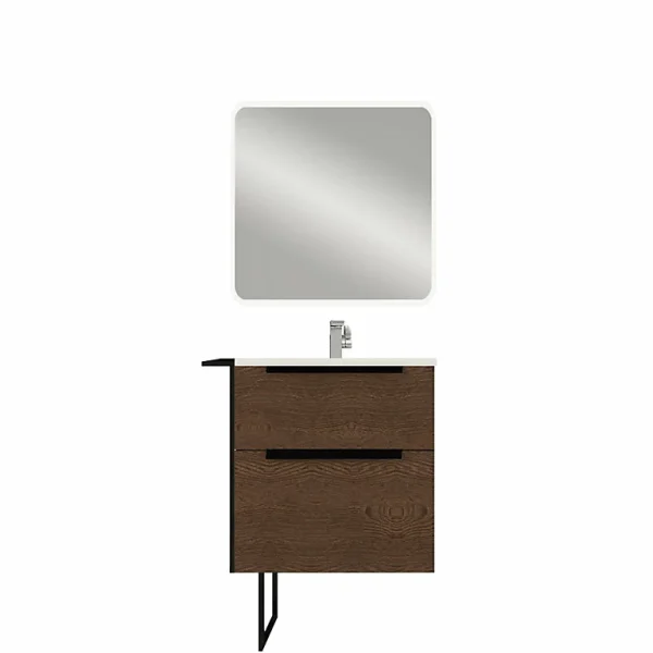 Castorama Meuble Sous Vasque à Suspendre Urban Aspect Noyer 60 Cm + Plan Vasque En Résine Blanc marque moins cher 1
