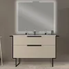 Castorama Meuble Sous Vasque à Suspendre Urban Blanc Cassé 120 Cm + Plan Double Vasque En Résine Blanc site soldes 5