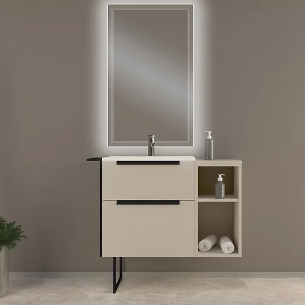 grande popularité Castorama Meuble Sous Vasque à Suspendre Urban Blanc Cassé 60 Cm + Plan Vasque En Résine Blanc + Niche Blanche 30 Cm 1
