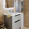 mode Castorama Meuble Sous Vasque à Suspendre Urban Gris Mat 74 Cm + Plan Vasque En Résine Blanc 7