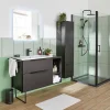 Nouvelle Collection Castorama Meuble Sous-vasque à Suspendre Urban Noir Mat 74 Cm + Plan Vasque En Résine Blanc 5