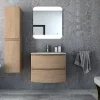 Castorama Meuble Sous Vasque à Suspendre Vague Décor Chêne Naturel 69 Cm + Plan Vasque En Résine Blanc achat pas cher 5