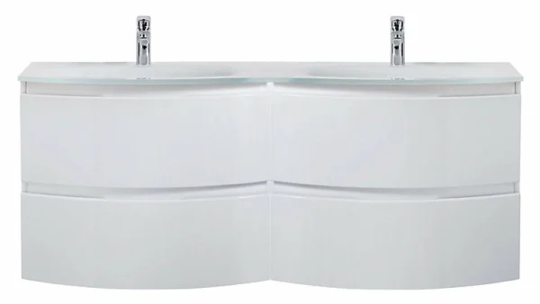 Castorama Meuble Sous-vasque Blanc Vague 138 Cm + Plan Double Vasque En Résine vente en ligne 1