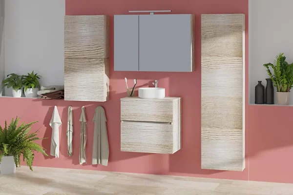Castorama Meuble Sous-vasque Faible Profondeur à Suspendre Calao Aspect Chêne Clair 60 Cm + Plan De Toilette shopping pas cher 1