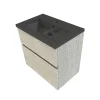 Castorama Meuble Sous Vasque Faible Profondeur à Suspendre Calao Aspect Chêne Clair 60 Cm + Plan Vasque En Résine Noir Pas Cher soldes France 7