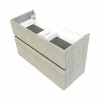 magasin Castorama Meuble Sous Vasque Faible Profondeur à Suspendre Calao Aspect Chêne Clair 90 Cm + Plan Vasque En Résine Blanc 7