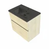 Castorama Meuble Sous Vasque Faible Profondeur à Suspendre Calao Aspect Chêne Naturel 60 Cm + Plan Vasque En Résine Noir Authentic Original licence 7