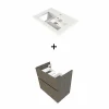 en ligne officielle Castorama Meuble Sous Vasque Faible Profondeur Calao Aspect Chêne Fumé 60 Cm + Plan Vasque En Résine 5