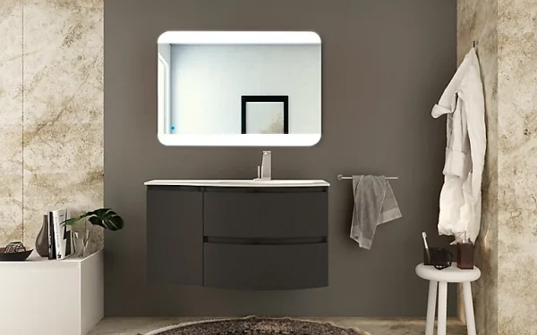 Castorama Meuble Sous Vasque Graphite Vague 104 Cm + Complément Gauche + Plan Vasque En Résine Livraison internationale 1