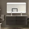 grossiste en ligne Castorama Meuble Sous-vasque Graphite Vague 138 Cm + Plan Double Vasque En Résine 5
